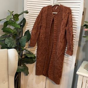 Free People Duster Cable Knit Cardigan